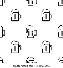 Beer Icon Pattern. Seamless Beer Pattern On White Background.