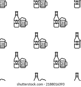 Beer Icon Pattern. Seamless Beer Pattern On White Background.