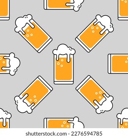 Beer icon  pattern. Vector illustration. Flat cartoon style. Colored line illustration.	
