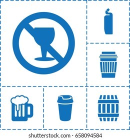 Beer icon. set of 6 beer filled icons such as barrel, cleanser, drink, no alcohol
