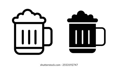 Beer Icon set in black filled and line.