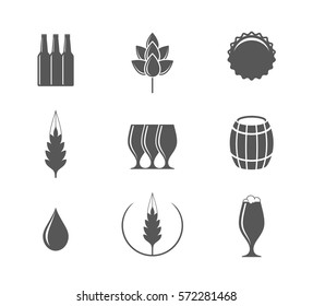 Beer. Icon set. Fresh beer on white background. Vector illustration 