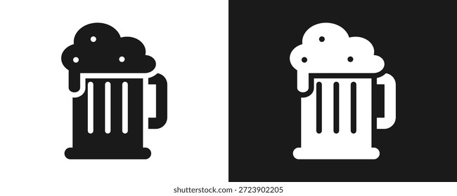 Icono De Cerveza Conjunto Glifo En Fondo Blanco Y Negro