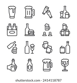 Beer icon set isolated on white