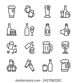 Beer icon set isolated on white