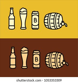 Beer icon set. Light and Dark Collections. Design of Emblems to Logos or Badge for Shop and Beer Market.