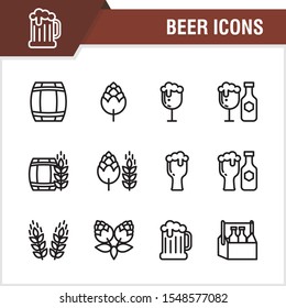 Beer Icon set with line - outline design, simple and trendy for icon