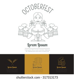 Beer icon set. Logos and badges template. Linear style. Octoberfest. Vector illustration