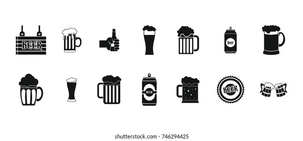 Beer icon set. Simple set of beer vector icons for web design isolated on white background