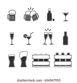 Beer icon set. Vector illustration.