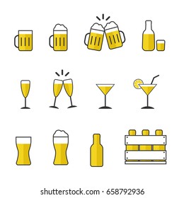 Beer icon set. Vector illustration.