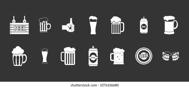 Beer icon set vector white isolated on grey background 