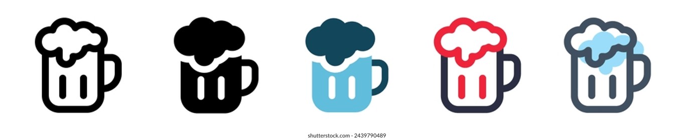 beer icon set.vector beer drink.alcohol illustration.with several different styles.