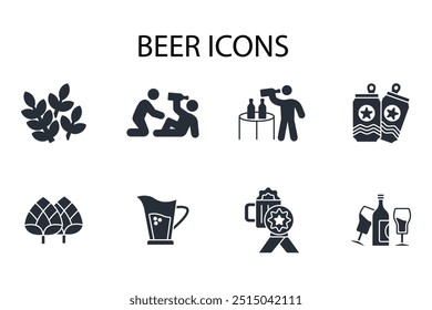 Beer icon set.vector.Editable stroke.linear style sign for use web design,logo.Symbol illustration.