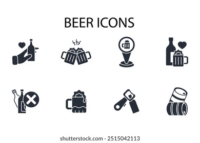 Bier-Symbol set.vector.Editable stroke.linear style Zeichen für die Verwendung Web-Design, logo.Symbol-Illustration.