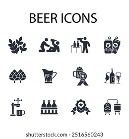Beer icon set.vector.Editable stroke.linear style sign for use web design,logo.Symbol illustration.