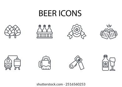 Beer icon set.vector.Editable stroke.linear style sign for use web design,logo.Symbol illustration.