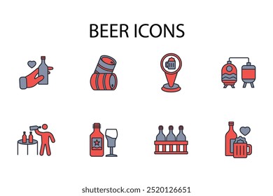 Beer icon set.vector.Editable stroke.linear style sign for use web design,logo.Symbol illustration.