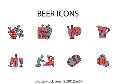 Beer icon set.vector.Editable stroke.linear style sign for use web design,logo.Symbol illustration.