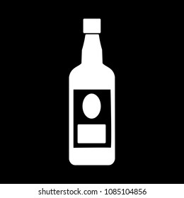 Beer icon. Silhouette beer alcohol bottle vector icon for web design isolated on black background