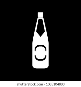 Beer icon. Silhouette Beer alcohol bottle vector icon for web design isolated on black background
