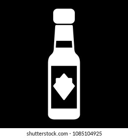 Beer icon. Silhouette Beer alcohol bottle vector icon for web design isolated on black background