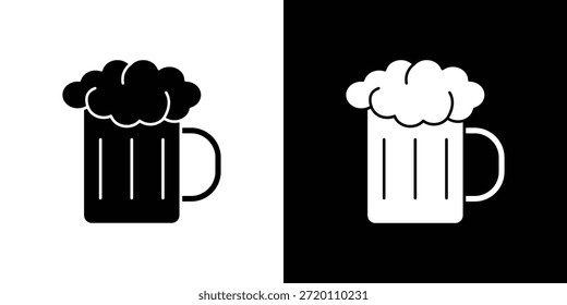 Icono de cerveza ilustraciones gráficas planas simples. Vector de silueta blanco y negro