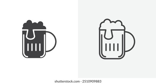 Beer icon in solid and outlined style