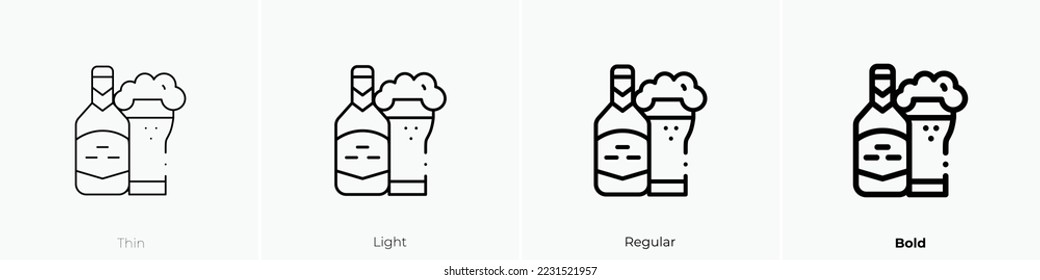 beer icon. Thin, Light Regular And Bold style design isolated on white background