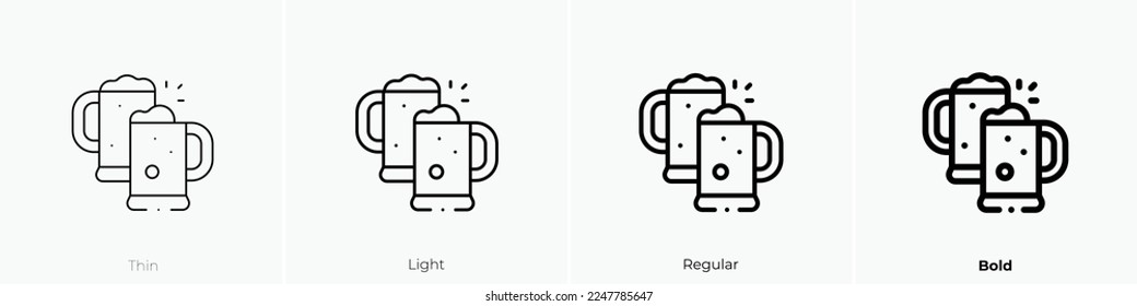beer icon. Thin, Light Regular And Bold style design isolated on white background