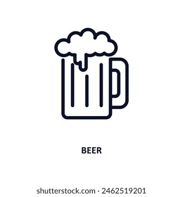 beer icon. Thin line beer icon from kitchen collection. Outline vector isolated on white background. Editable beer symbol can be used web and mobile