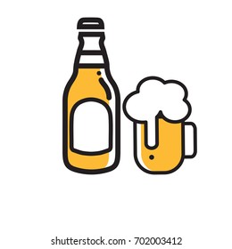 beer icon thin line for web and mobile, modern minimalistic flat design.