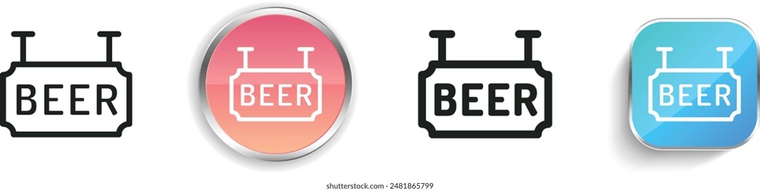 beer icon. Thin Linear, Regular and Button Style Design Isolated On White Background