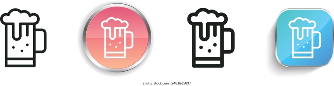 beer icon. Thin Linear, Regular and Button Style Design Isolated On White Background