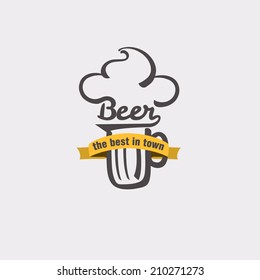 Beer icon, typographic vector illustration, flat design