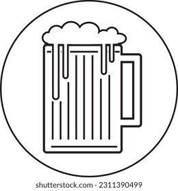 beer icon vector design template and illustration with editable stroke 