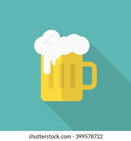 Beer icon , Vector flat long shadow design.