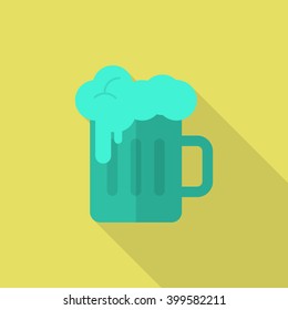 Beer icon , Vector flat long shadow design.