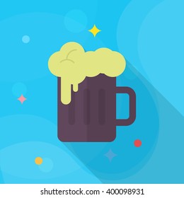 Beer icon , Vector flat long shadow design.