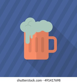 Beer icon , Vector flat long shadow design.