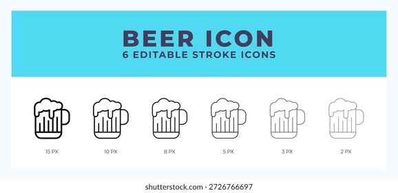 Bier-Symbol, Vektorgrafik. Mit editierbarem Strich für das Web. App und mehr.