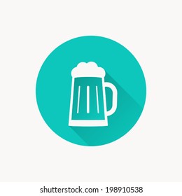 Beer icon , Vector illustration flat design with long shadow
