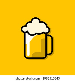 beer icon vector illustration on yellow background.
