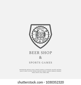 beer icon. Vector label of alcoholic beverage. Retro tavern, Old pub logo