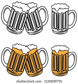 Juego de vectores de icono de cerveza. colección de signos de ilustración de barra. símbolo o logotipo de alcohol.