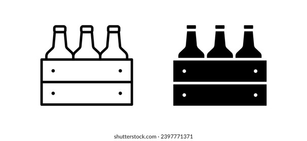 Beer icon vector set. Outline сase beer symbol