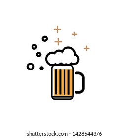 Beer icon,Mug symbol, flat Design illustration Vector, color outline