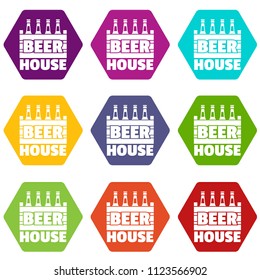 Beer icons 9 set coloful isolated on white for web