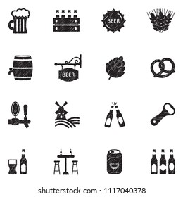 Beer Icons. Black Scribble Design. Vector Illustration.
