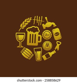 Beer Icons In Circle